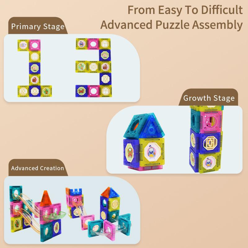 Color Diy Puzzle Assembly Magnetic Sheet, Pipe Building Block Slide Ball Children'S Toy Track Building Block