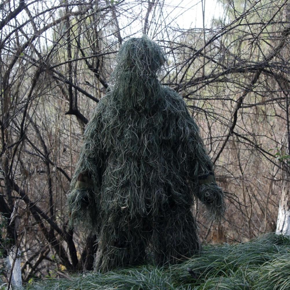 5 In 1 Ghillie Suit 3D Leaf Camo Clothing Suits Camouflage Apparel Including Jacket Pants Hood