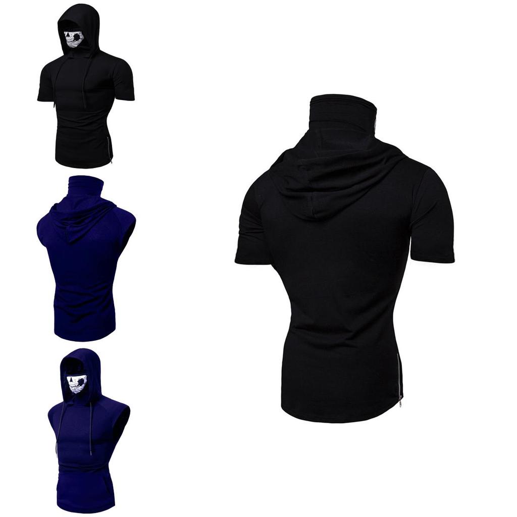 Men Skull Hooded Hoodies T-shirt Tank Tops Vest With Soft Material And Cosplay Style