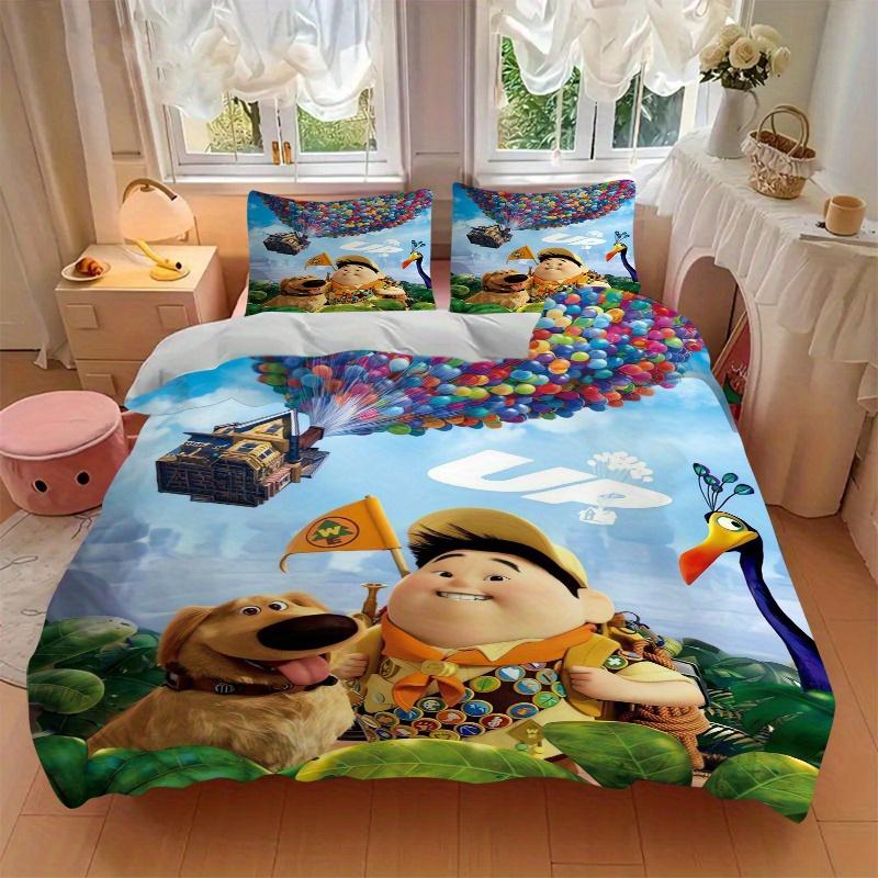 3pcs Up Balloon House Bedding Set, 1 Soft Quilt Cover + 2 Pillowcases, Machine Washable, Suitable for All Seasons, Perfect Gift for Family a