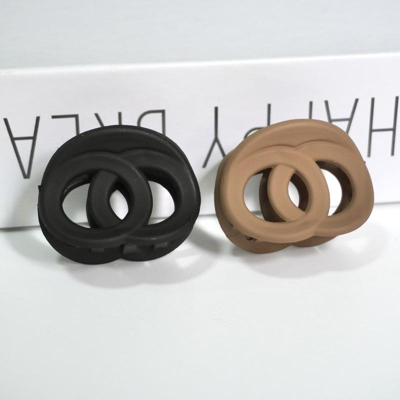 6PCS Fashionable Letter New Hair Clip, Medium Hollow Circular Temperament, Hair Grab, Frosted Milk Coffee Color Hair Accessory