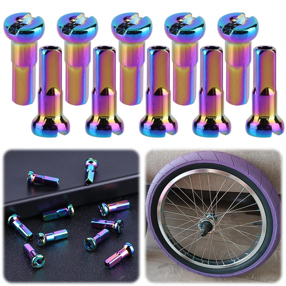 10 шт. ниппели для спиц велосипеда из алюминиевого сплава 14G цветные ниппели для спиц велосипедного колеса аксессуары для велосипеда spain