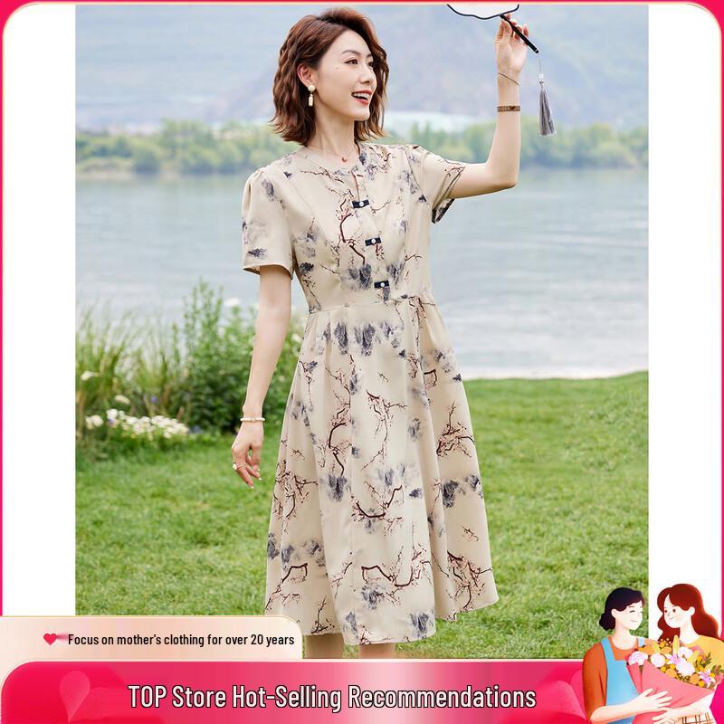 

Pastel New Chinese Style Chiffon A-Line Dress XL