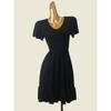 Foreign Trade Original Order V Neck French A- Line Skirt Slim Fit Waist-Controlled Slimming Black Flying Sleeves Dress