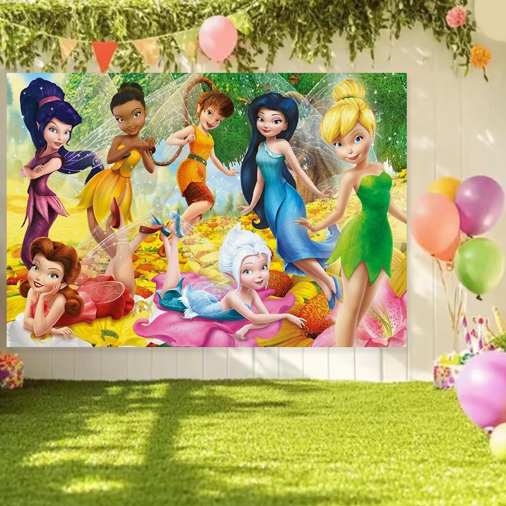 Peter Pan Tinker Bell Birthday Party Decoration Cake Topper Balloon Princess Forest Elf Background Banner Boy Girl Gifts