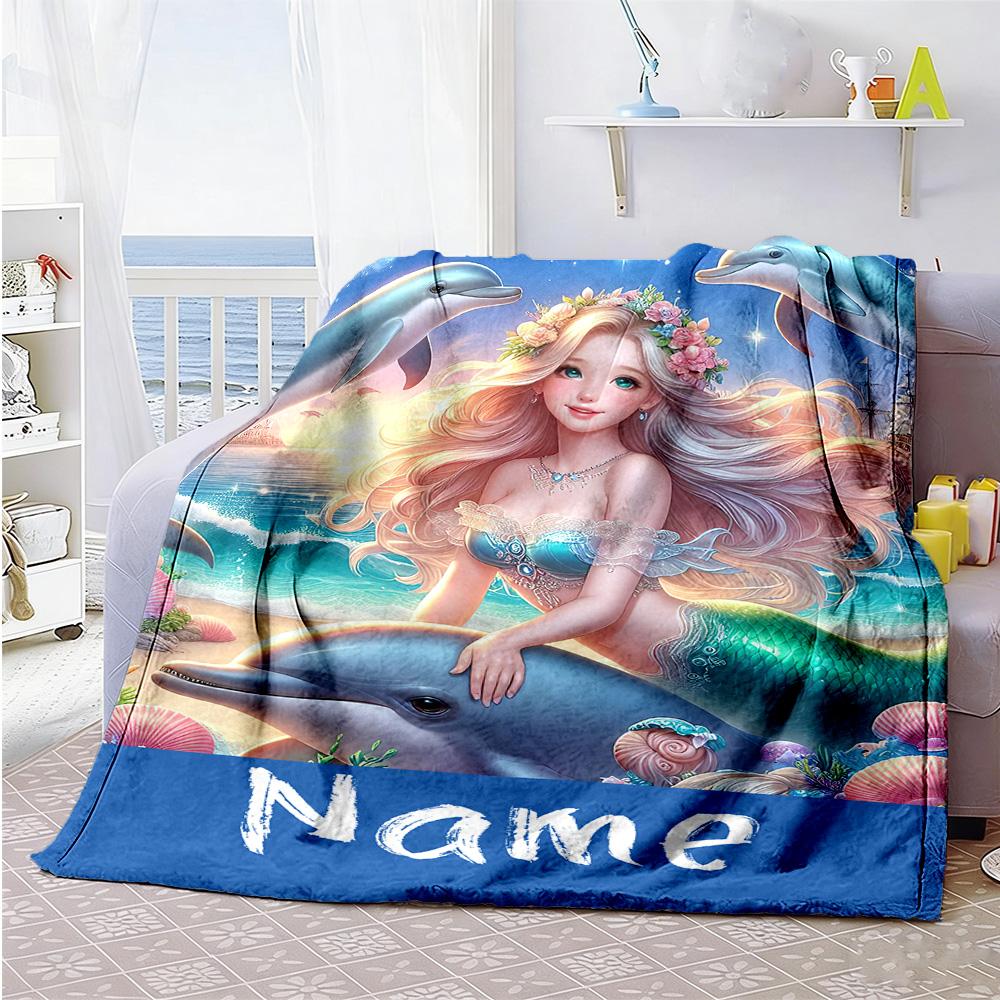 Mermaid1112 Customize Your Name Blanket Throw Customizable Blanket Ultra-Soft Suitable for Office Chair Sofa Seaside Picnics for All Occasions