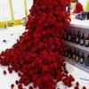 Red Rose Waterfall Flower Wall - Artificial Floral Arrangement for Weddings and Events