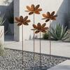 Weathered Rust Finish Metal Floral Stake Cast Iron Rustic Plant Stakes Flower Yard Art Decor  Yard