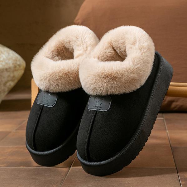 Bag heel cotton slippers, women's thick-soled velvet thickened winter cold-proof and warm cotton shoes, simple and versatile snow boots