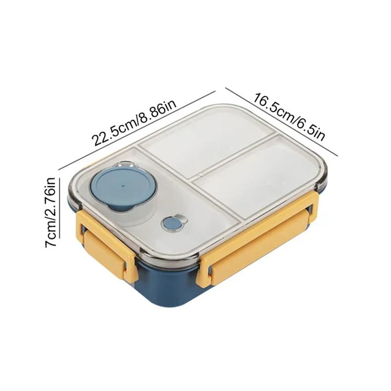 850ml Lunch Box Plastic Portable Microwavable Bento Box with Sauce Box Office School Travel Leakproof Food Storage Container