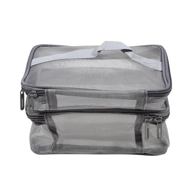 Women Clear Mesh Cosmetic Bag Dual Layer Travel Toiletry Bags Make Up Organizer Waterproof Brushes Holder Pouch