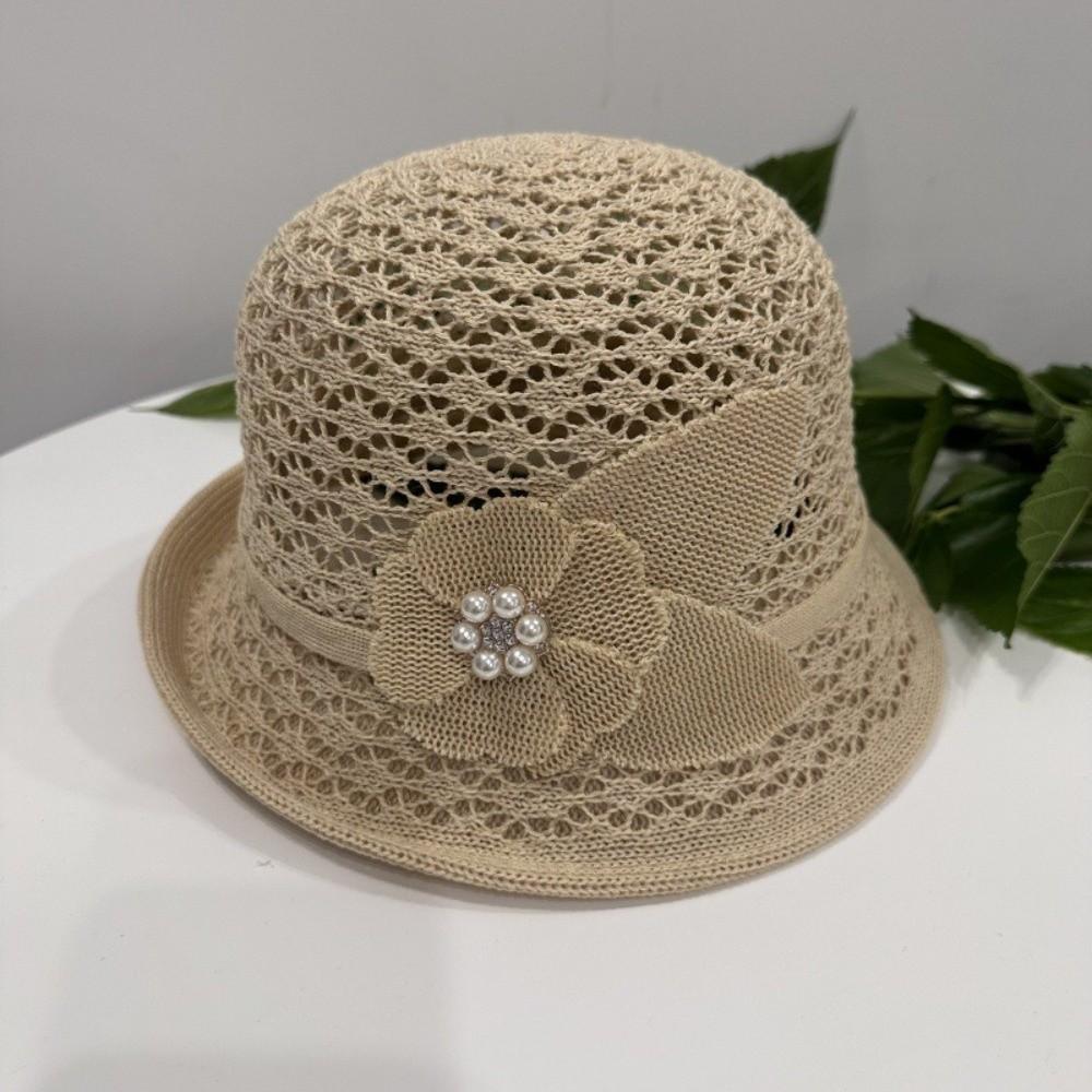 Adjustable Hollowed-Out Sun Hat Floral Decoration Fisherman Hat Rolled-Brim Hat  Casual Streetwear