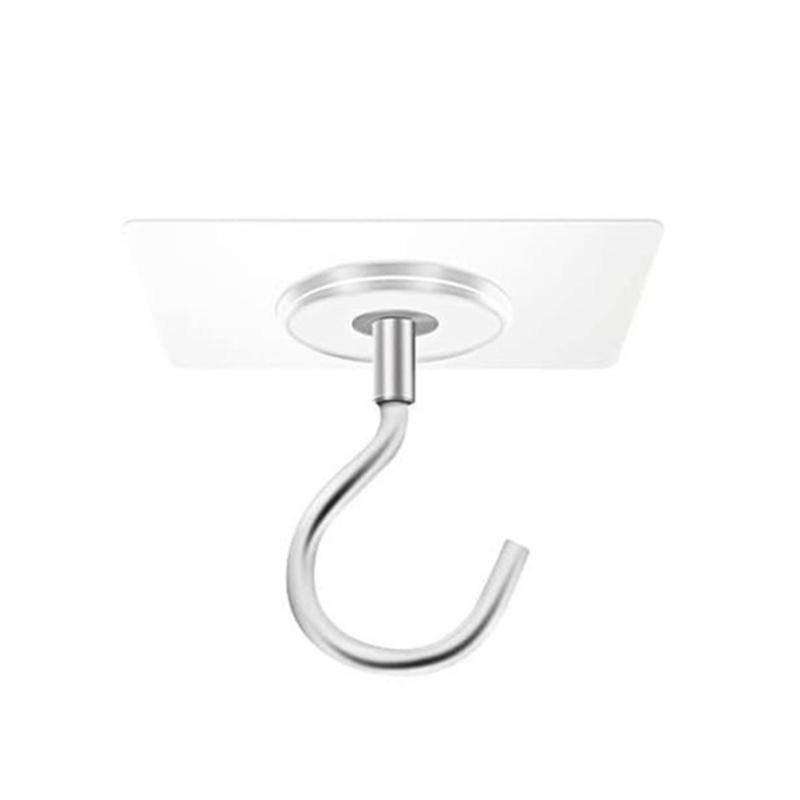 1-10pcs Adhesive Ceiling Hooks No Drill Hanging Hook for Hanging Plant Wind Chimes Stainless Steel Outdoor Adhesive Hook