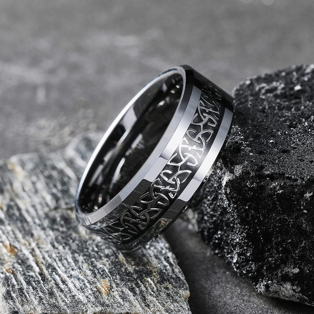 Men's Jewelry 8mm Men's Titanium Steel Finger Ring Celtic Triangle Knot Ring