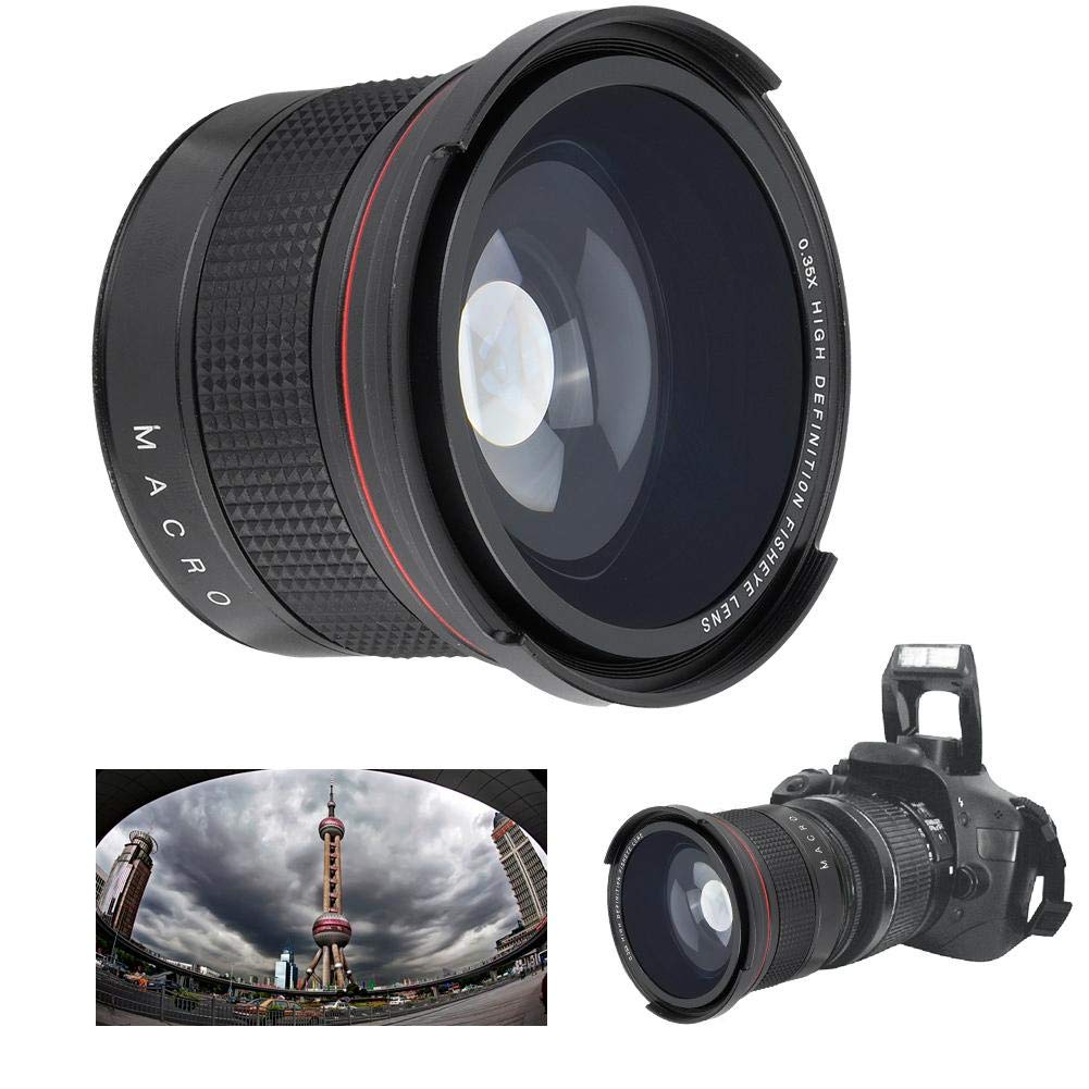 Hakeeta 58mm 0,35X Fish-Eye-Objektiv, Super-Weitwinkelobjektiv für digitale Spiegelreflexkameras, Schwarz