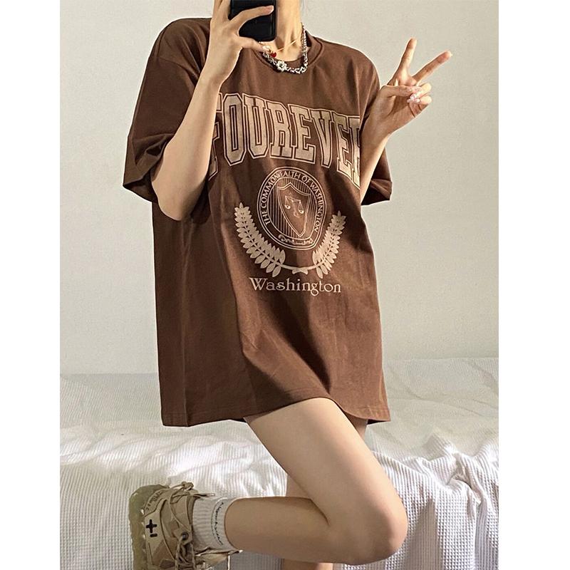 

Ретро Футболка с короткими рукавами Женский свободный топ