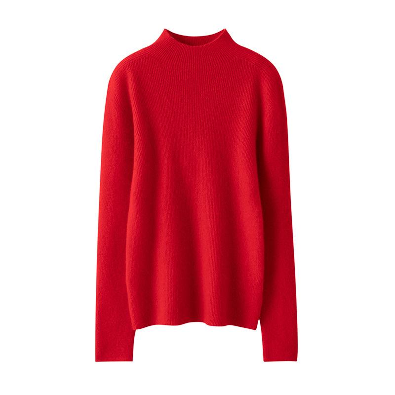 

Кашемировый свитер для женщин с полувысоким воротником Осенне-зимний пуловер в рубчик Приталенный Вязаный базовый Кашемировый свитер однотонного цвета XL