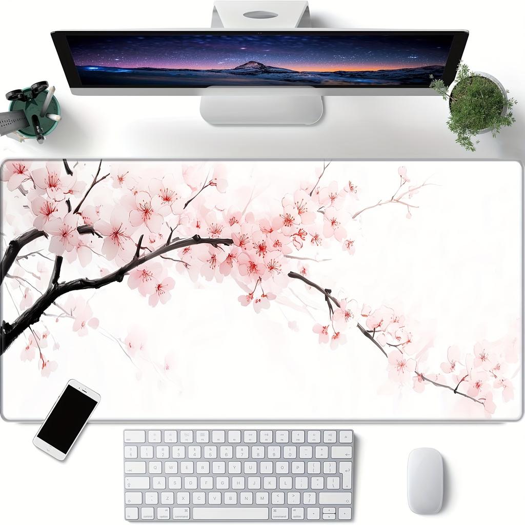 Beautiful Pink Cherry Blossom Design Mouse Pad for Desktop Laptop