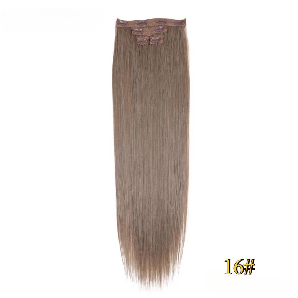 FREEDOM Synthetic Clip Hair Extensions 4Pcs/Set 24 Inch Long Straight Ombre Brown Blonde 8 Clips In Hair Extensions For Women