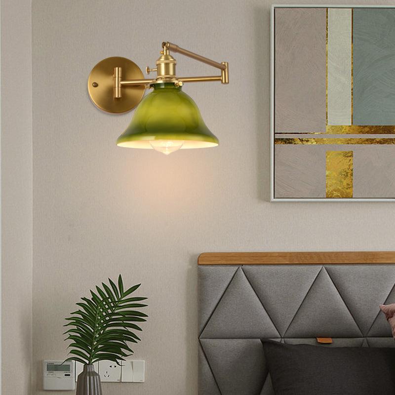Retro Glass Wall Lamp Folding Of Telescopic Long For Bedroom Study Living Room Corridor Lighting Fixtures Home Decoration