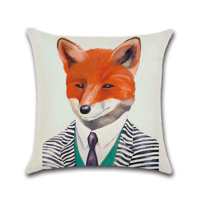 Cute Cartoon Elephant Pattern Throw Pillow Case Dog Cat Owl Fox Cotton Linen Decorative Pillowcases Kussensloop Almohada Zt243
