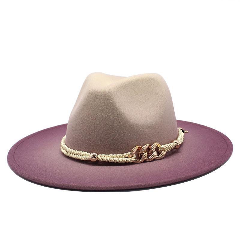 Spray Paint Gradual Change Color Woolen Top Hat Men'S And Women'S Straight Edge Jazz Hat