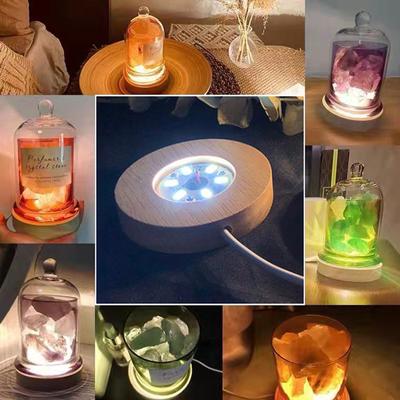 10Cm Wood Light Base Wooden Led Light Rotating Display Stand Lamp Holder