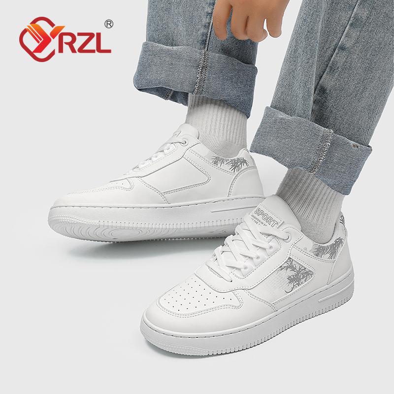 YRZL Men Classic Casual Shoes Comfortable Outdoor Sports Shoes for Men Lace Up Mens Walking Shoes White Sneakers