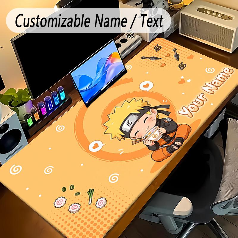 Large Mouse PadNaruto Custom Name Text Personalized Desk Mat Non Slip Gaming Pad
