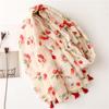 2023 Spring/Summer Sweet Style Cartoon Cherry Cotton Linen Scarf for Women