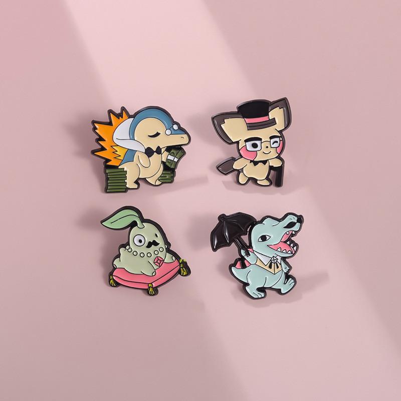 Playful Cartoon Character Badge Unique Alloy Enamel Brooch Perfect For Lovers Anime