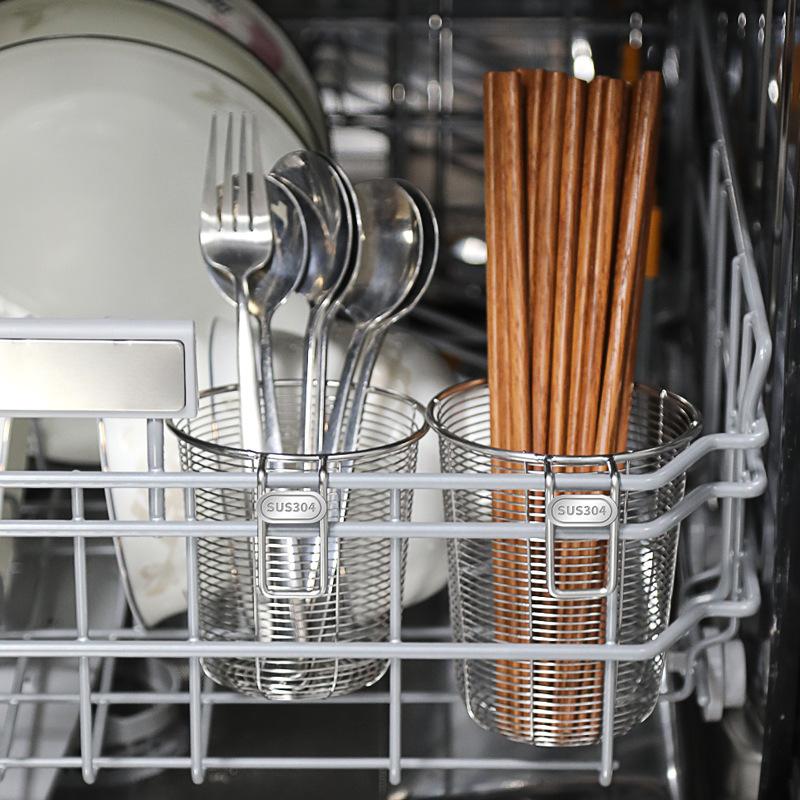 Edelstahl Essstäbchenhalter Besteckorganizer Utensilien Abtropfgestell Runder Essstäbchenbehälter Gabel Löffel Aufbewahrung Besteck Abtropfgestell