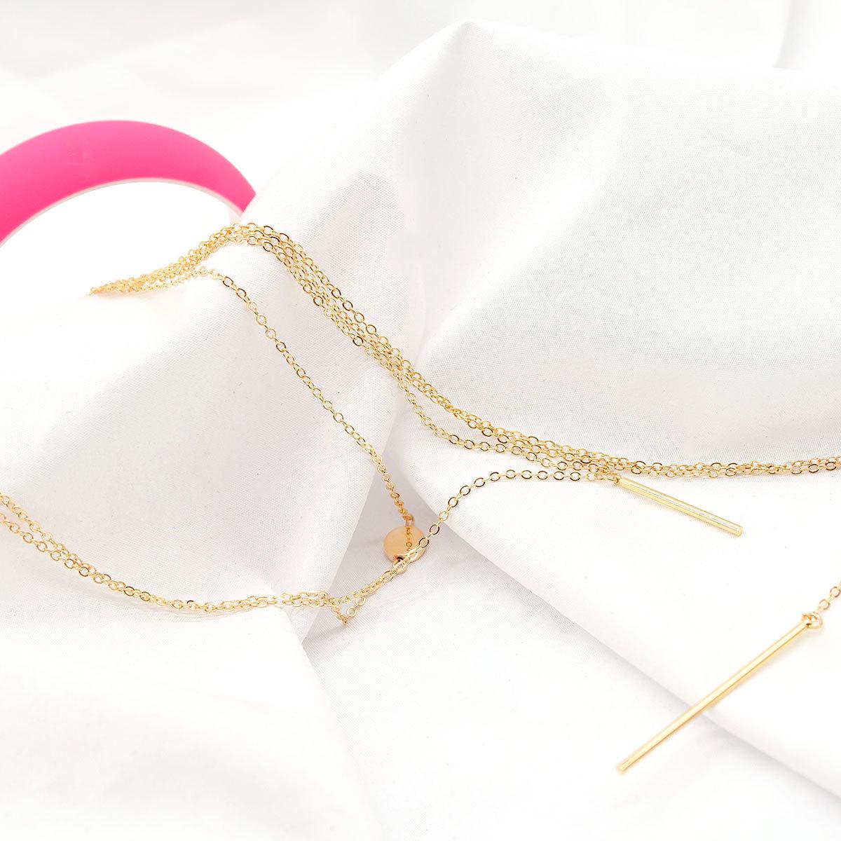 

New products, new small polka dots exquisite pendant necklace, fashionable geometric short stick multi-layer necklace. золотой