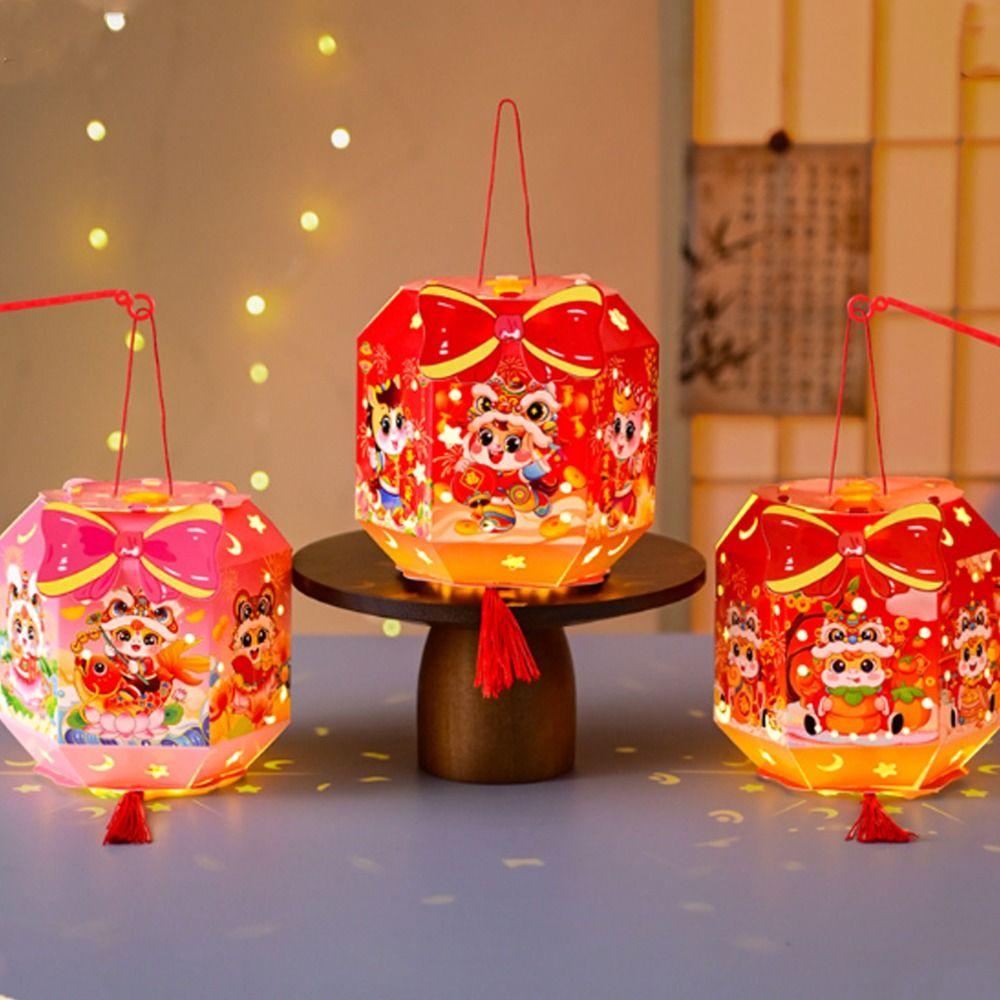 Ancient Chinese New Year Lantern Cartoon Luminous 2026 Horse Year Lantern Paper Craft with Tassel Portable Horse Lantern