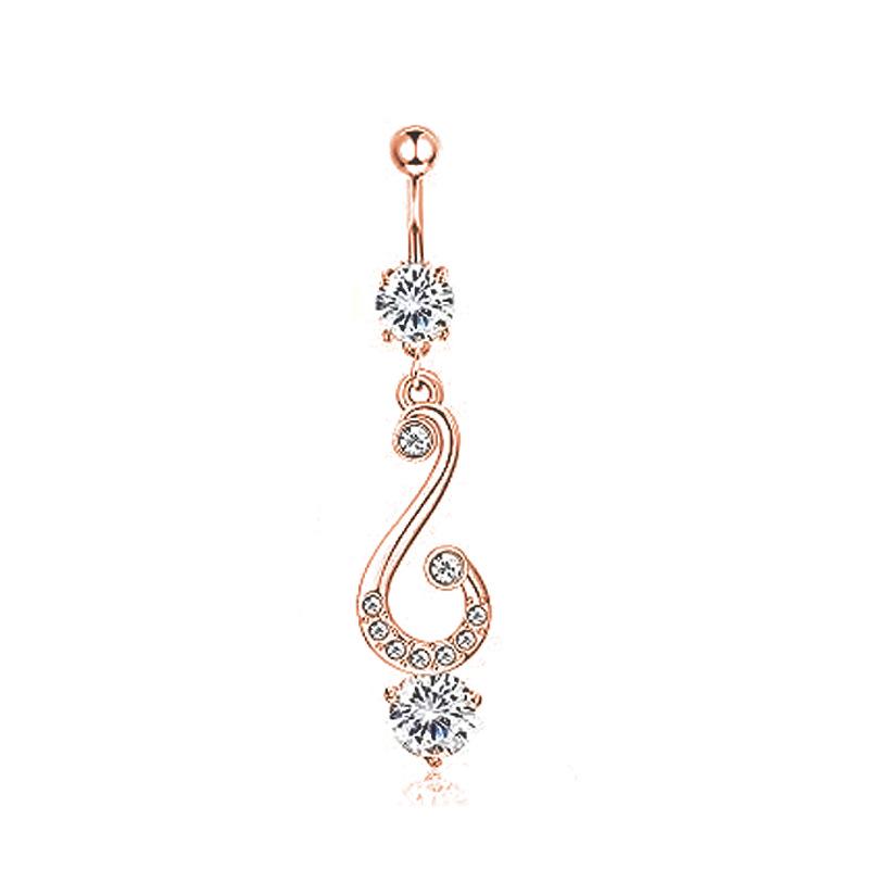 Navel Ring Set: 6-Piece Zircon Belly Button Rings with Bow and Water Drop Pendant