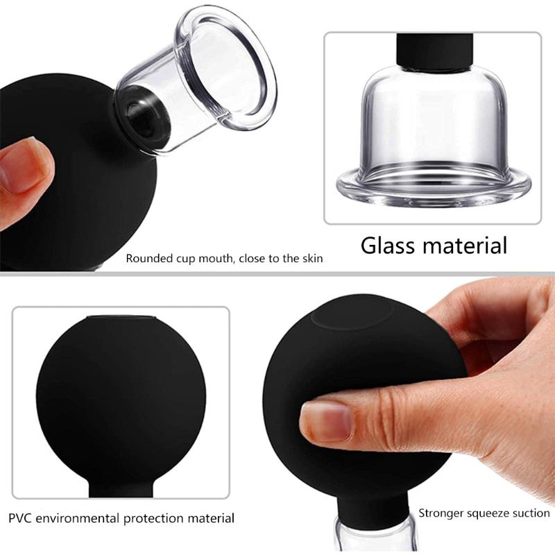 4 Stück Anti-Cellulite-Saugnapf Ventosa Silikon Ball Gläser Glas Vakuum Schröpfen Set Dosen Körper Gesicht Massagegerät Drop Shipping