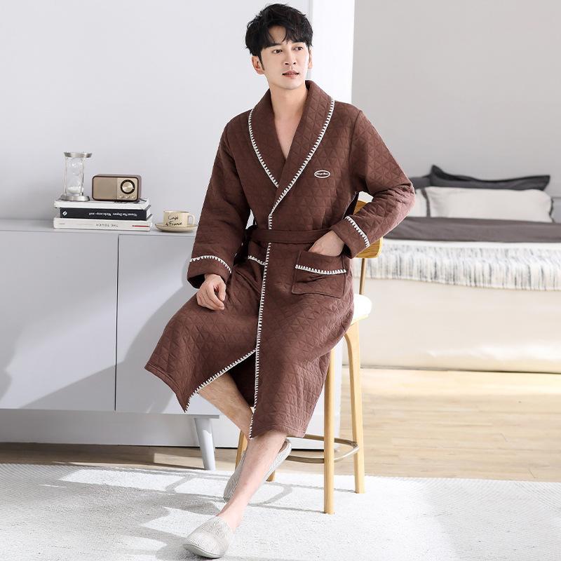 

Pajamas Men S Pajamas Spring And Autumn Thickened Cotton Long Sleeve Air Cotton Autumn And Winter Men S Large Size Mezzanine Padded Homewear XL