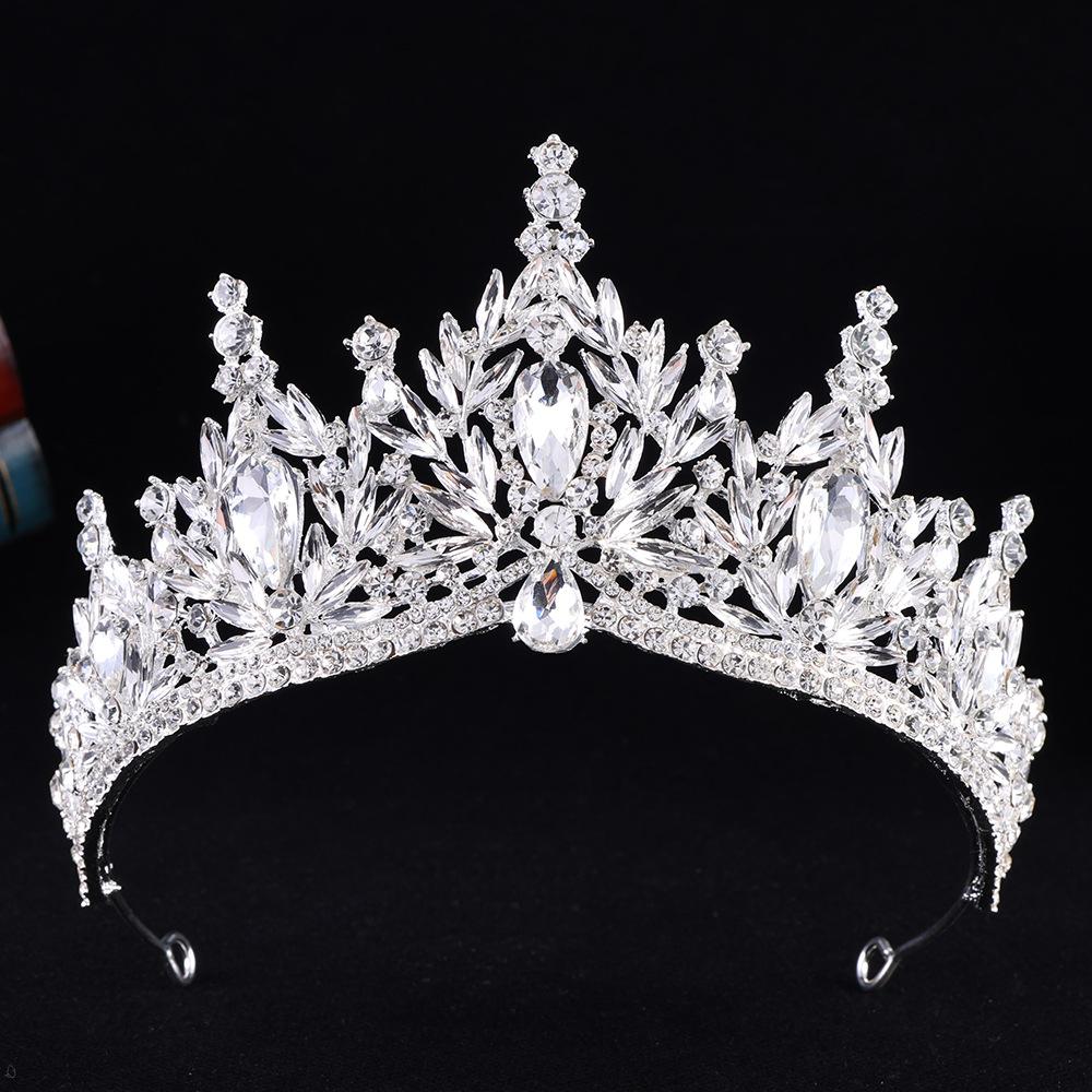 DIEZI Corona Tiara Barocca Vintage con Cristalli AB per Donne Ragazze Matrimonio Festa Elegante Lusso Corona di Strass Acconciatura Gioielli
