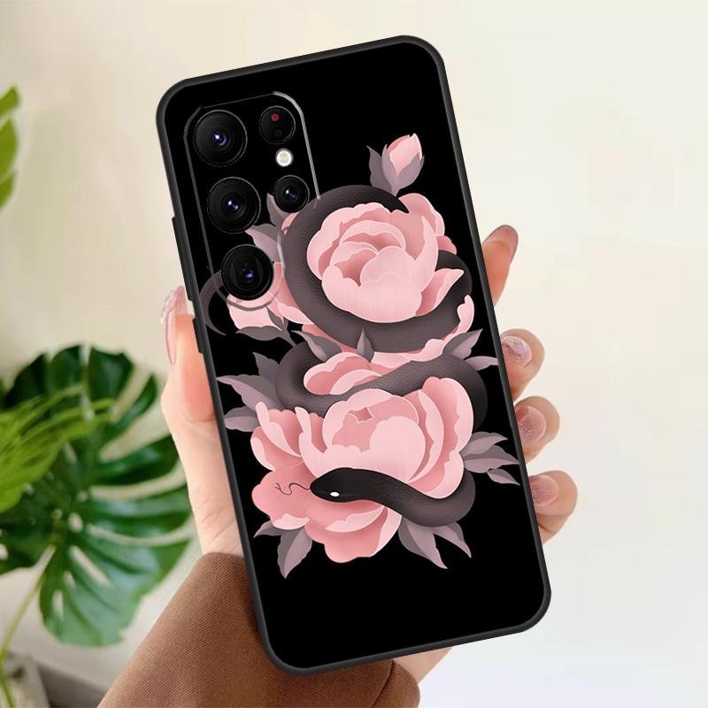 Snake Flower Soft Case For Samsung Galaxy S25 S24 S23 S22 S21 Ultra S9 S10 Plus S23 FE S24 FE Phone Cover