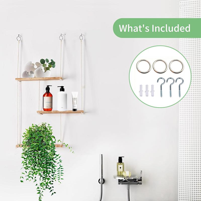 3 Tiers Plant Rack Living Room Decoration Macrame Wall Hanging Shelf Bohemian Wall Mounted Shelves Home 2 Colors