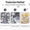 DIY Frameless Pearl Painting Kit Cute Bunny Flower 3D Shiny Bead Art Canvas Relaxing Creative Craft for Home Wall Decor Gift
