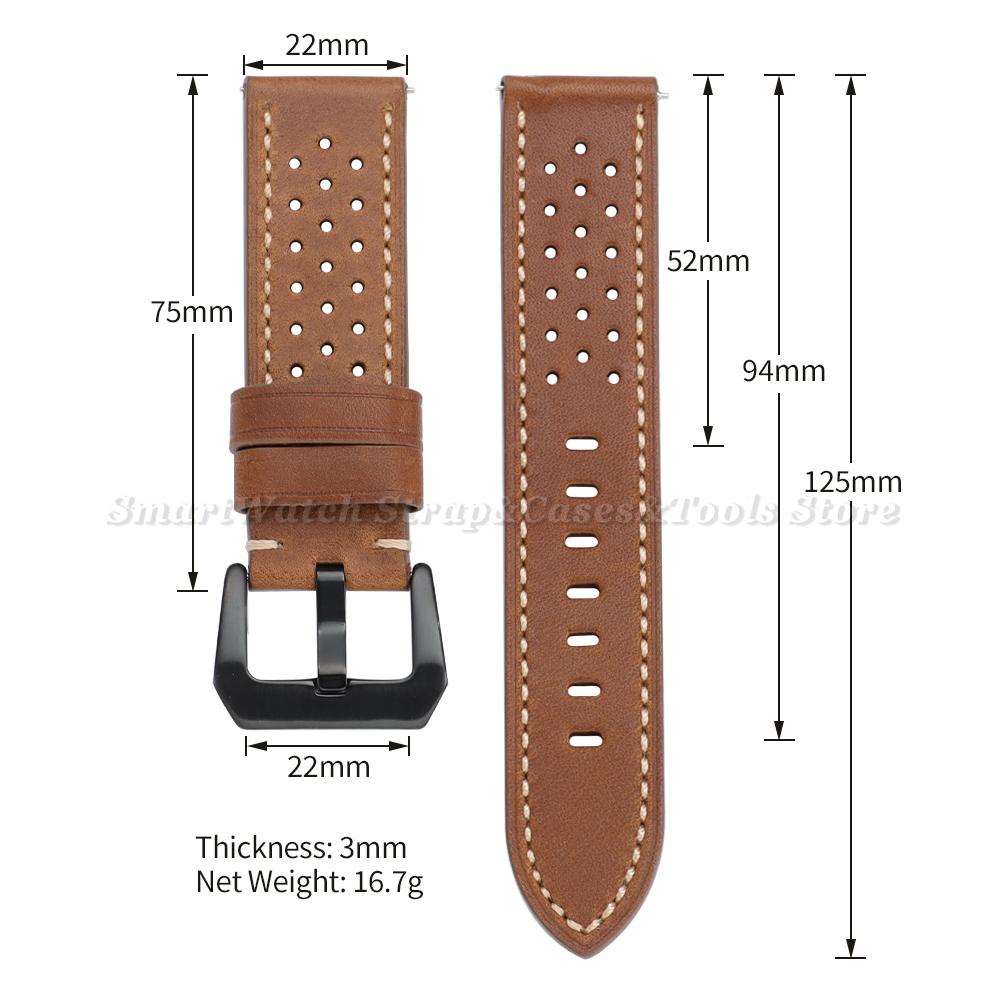 20mm 22mm Vintage Genuine Leather Strap for Panerai Men Women Cowhide Watch Band Breathable Bracelet Sports Wristband Accessory