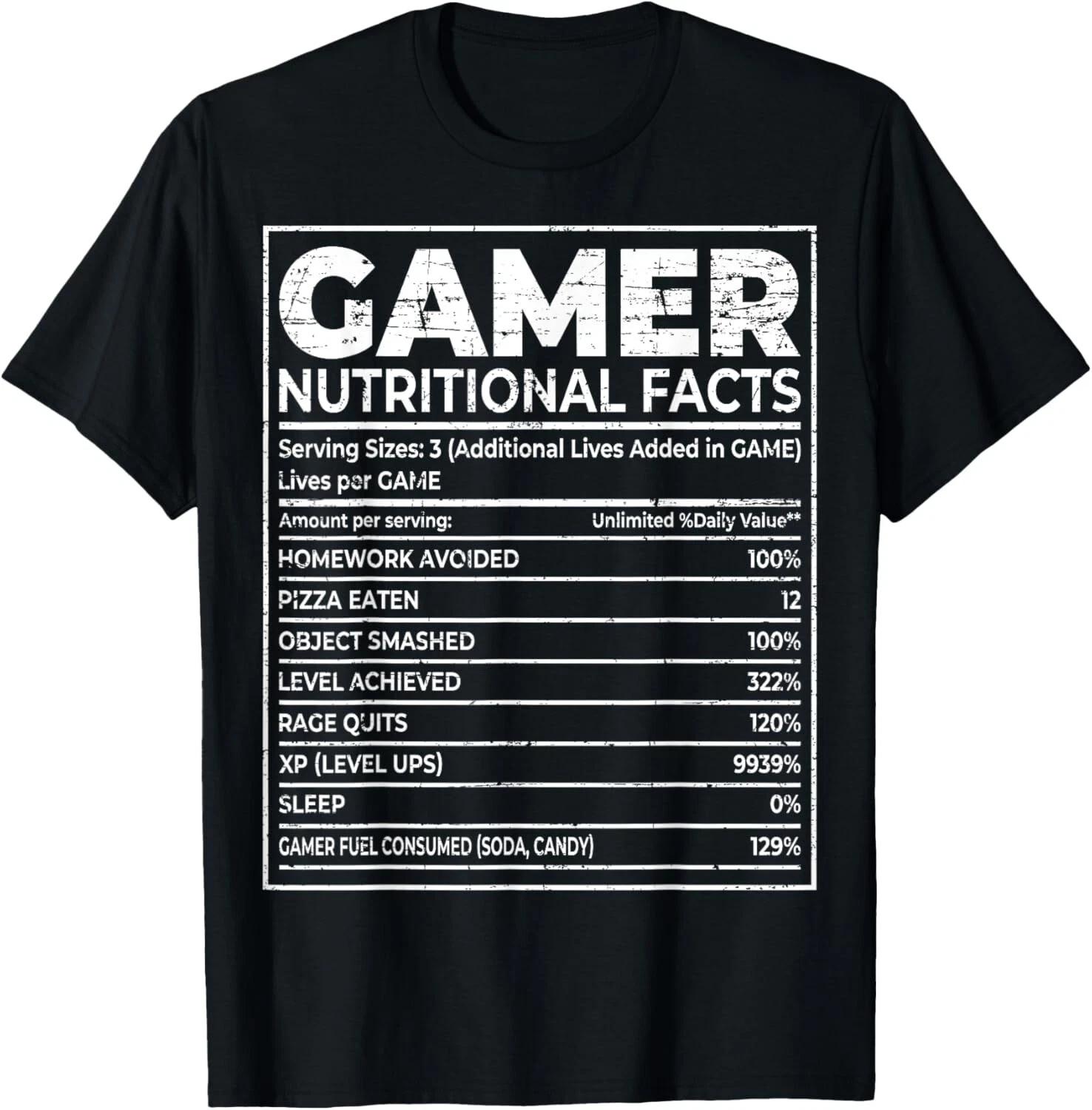 Gamer Nutritional Facts T- Shirt M