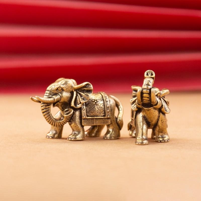 Brasses Elephant Ornaments Symbolizing Wealth Wisdoms and Good Fortunes for Gift Giving or Home Office Decoration