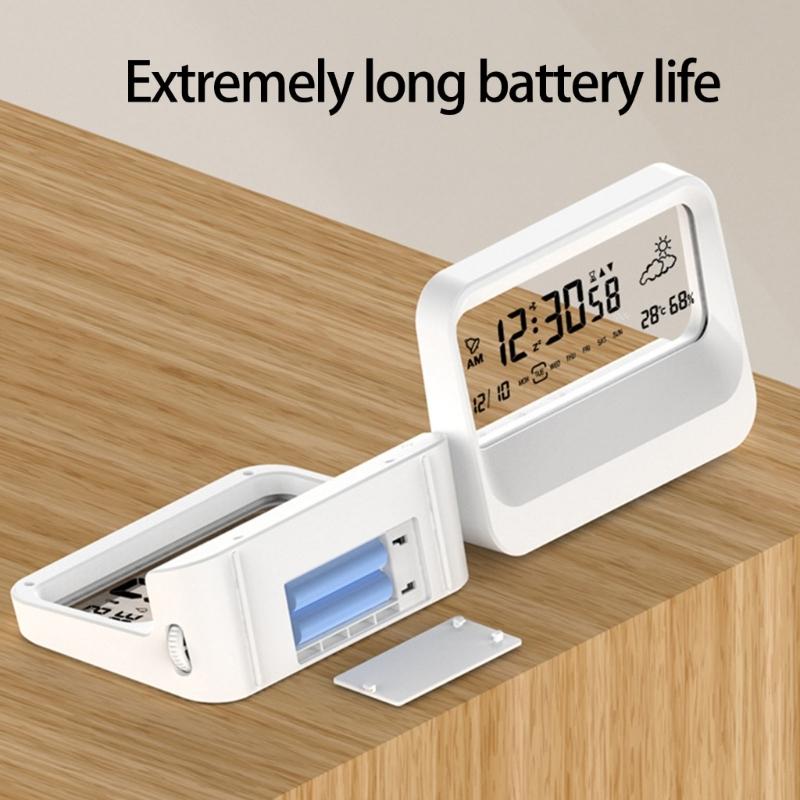 Digital Alarm Clock with Temperature Weather Desk Clock Day of Week Alarm Clocks for Bedroom Living Room Office Bedside