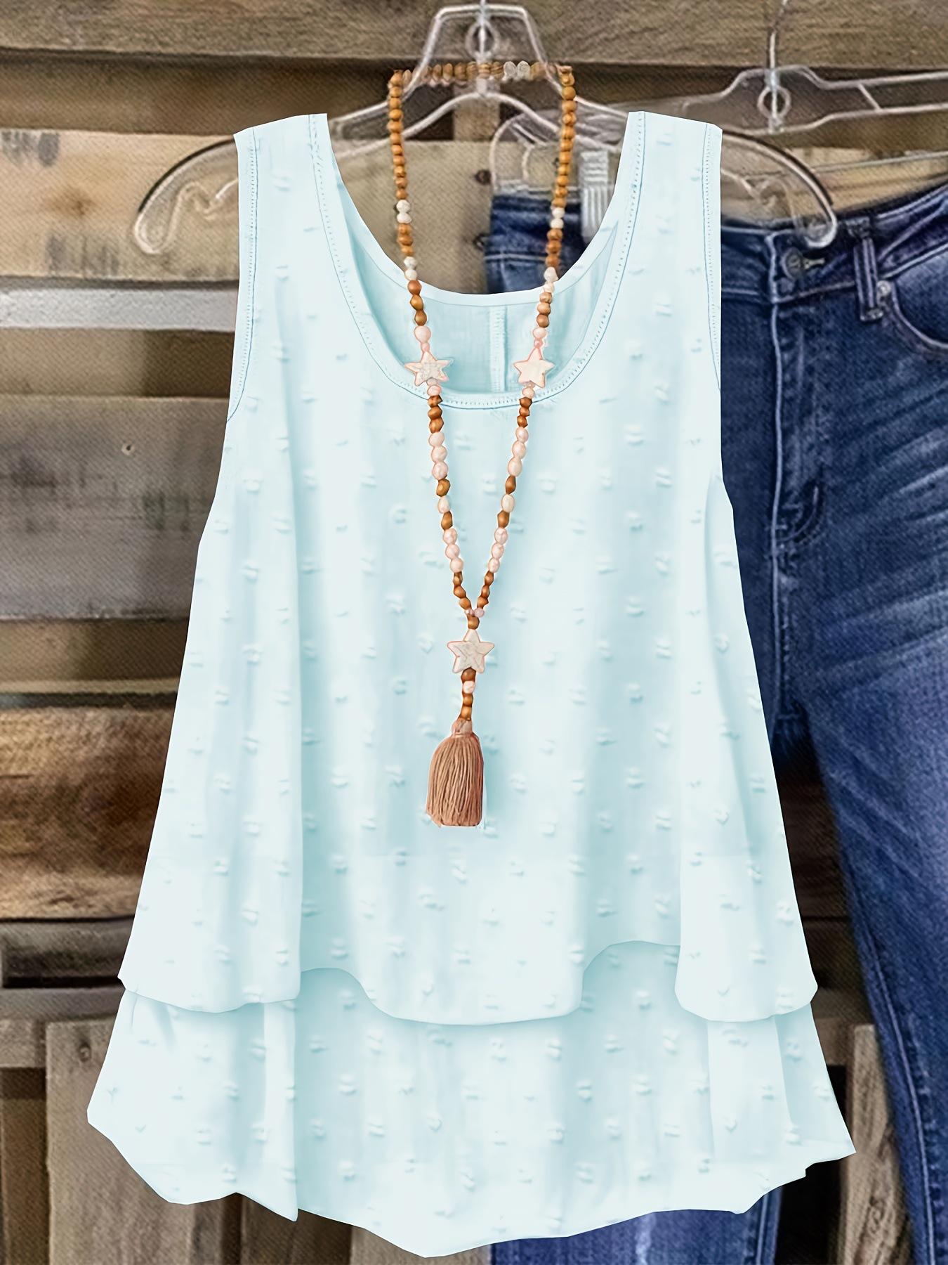 

2025 Європейський та Американський Жіночий Літній Однотонний Повсякденний Топ-Майка 5XL небо синє кольору