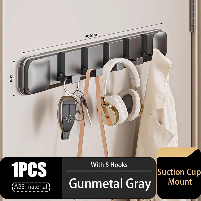 

1 шт. Скрытый крючок для одежды на присоске, Многофункциональные складные дверные крючки для прихожей, ванной комнаты, Домашняя стойка для хранения с 4/5/6 крючками 1PCS