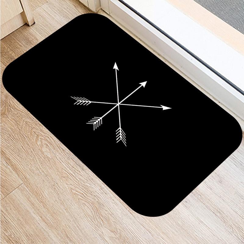 Non-slip Bathroom Door Mat Oil-proof Kitchen Rug Bedroom Living Room Black and White Geometric Print Door Mat