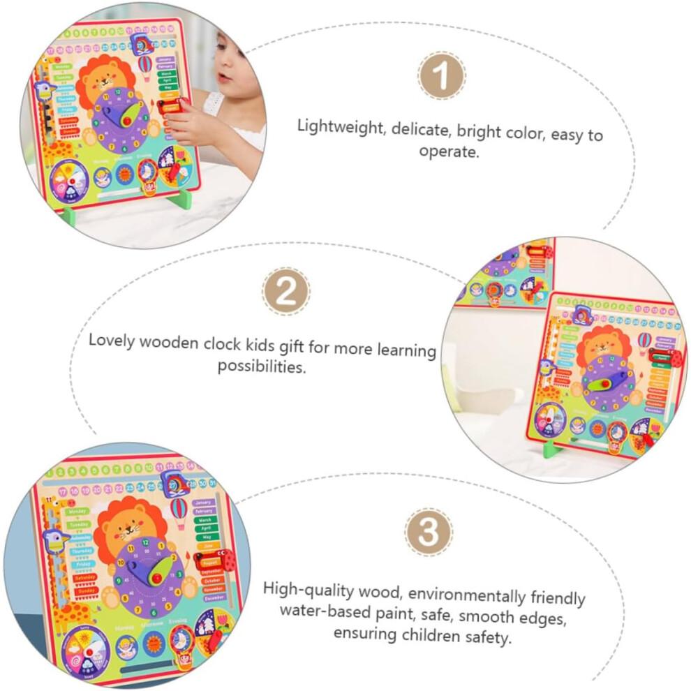 1in1 Multifunctional Wooden Toy Clock for Learning Time Understanding, Safe and Attractive with Bright Colors
