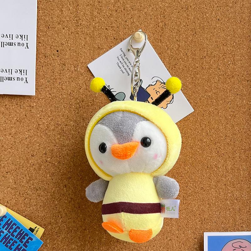 Animais de Pelúcia Fofos Pinguim Boneco Chaveiro Brinquedo de Pelúcia Pinguim Pequeno se Transforma em Dinossauro Sapo Boneco Chaveiro Pingente de Bolsa Presente
